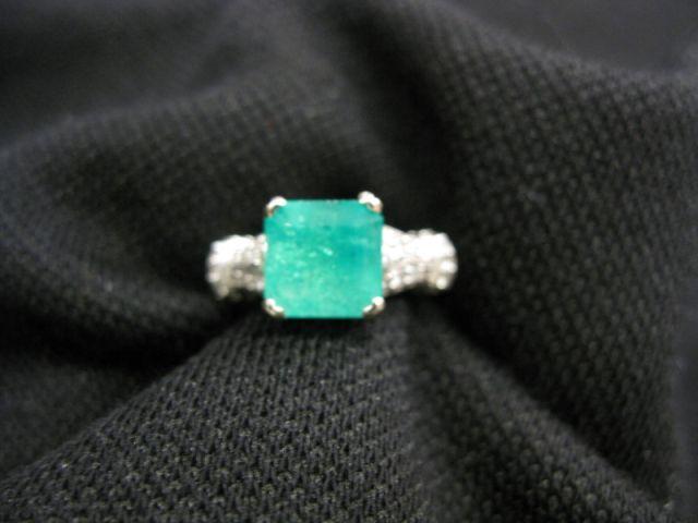 Appraisal: Emerald Ring carat emerald cut gem with diamonds on each