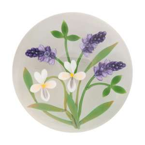 Appraisal: A Chris Buzzini Three Lavender Spears and Two White Flowers