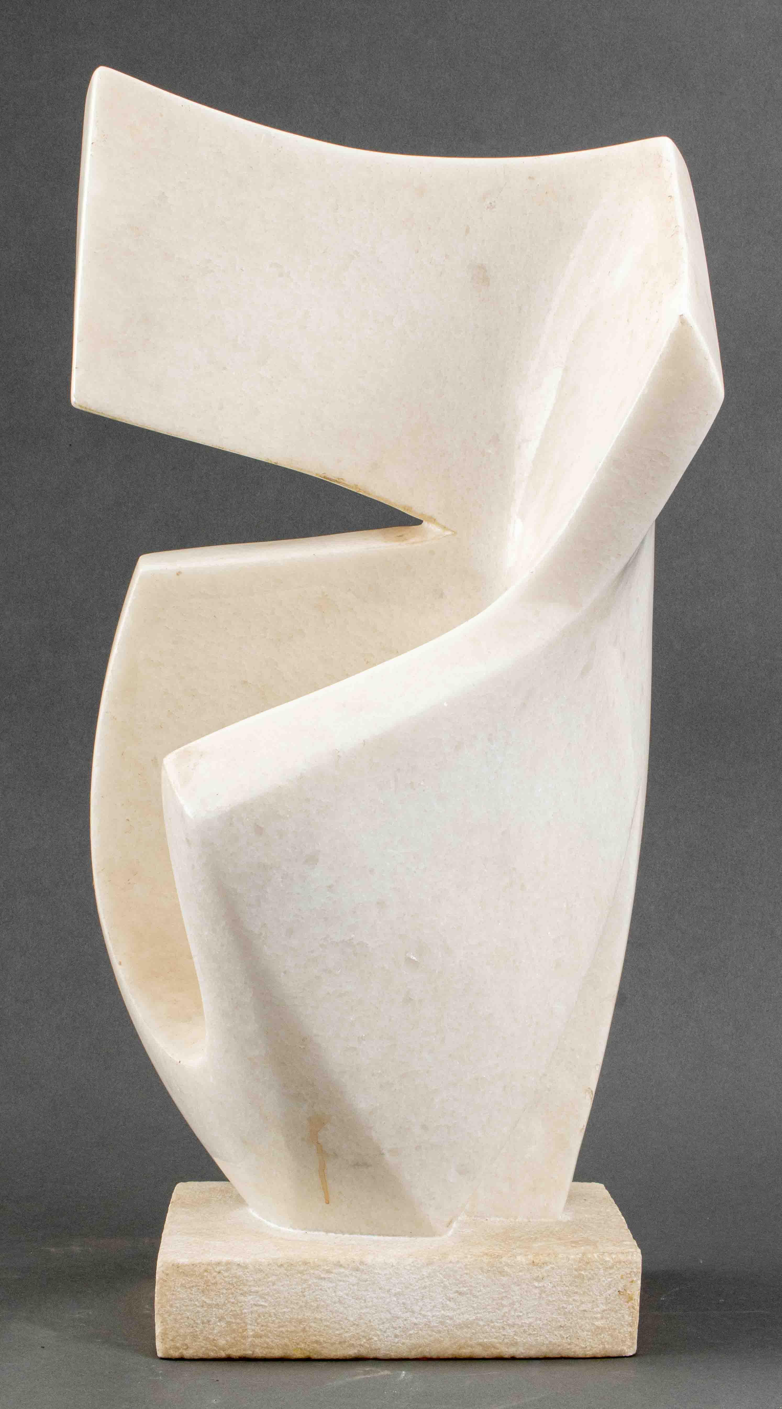 Appraisal: MODERN ABSTRACT MARBLE SCULPTURE SIGNED Modern abstract white marble sculpture