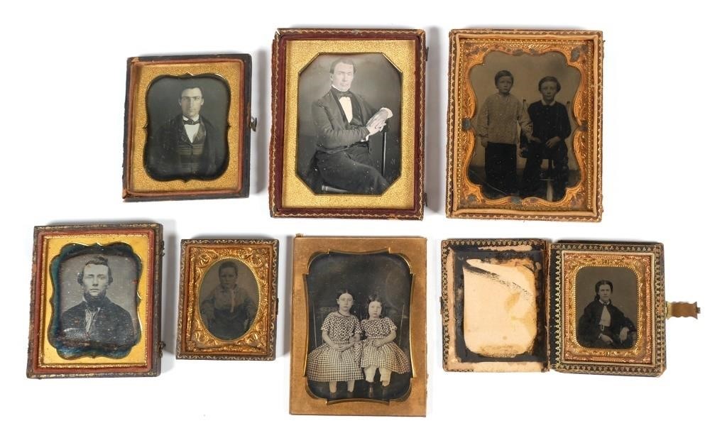 Appraisal: Collection of mid to late c daguerreotype tintype photos Largest