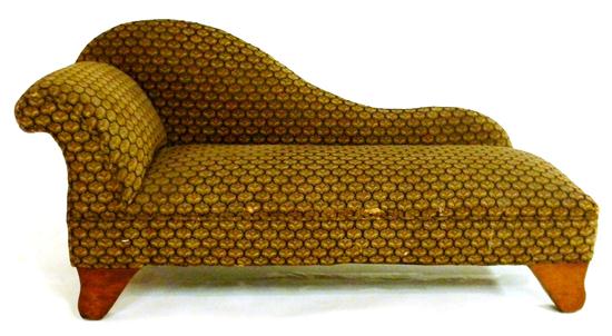 Appraisal: A child-sized early Victorian recamier style couch brown upholstery with