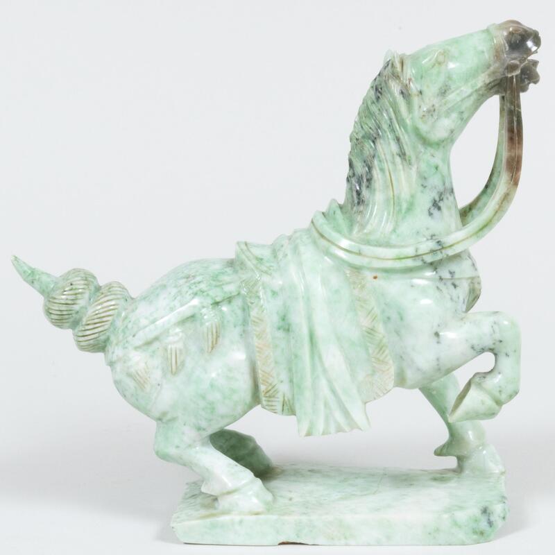 Appraisal: Chinese Hardstone Model of a Horse Unmarked with wood base