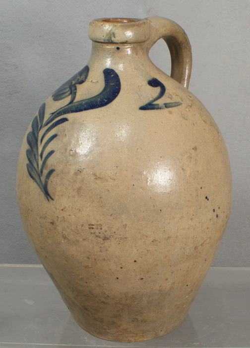 Appraisal: gal blue decorated stoneware ovoid jug some glaze flaking otherwise