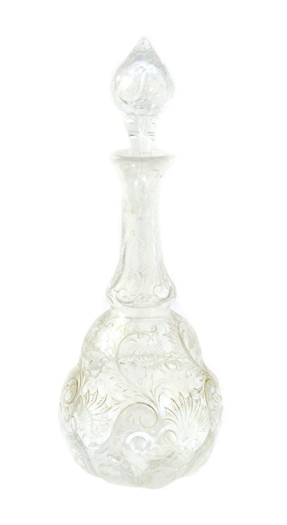 Appraisal: A 'rock crystal' glass decanter and stopper circa possibly by