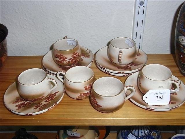 Appraisal: A SET OF SIX SATSUMA TEA CUPS and saucers each