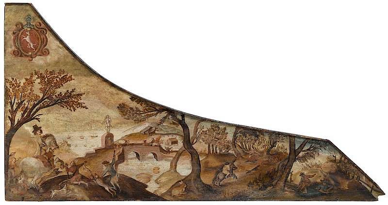 Appraisal: Dutch School Painting on Harpsichord Lid th century A Rabbit