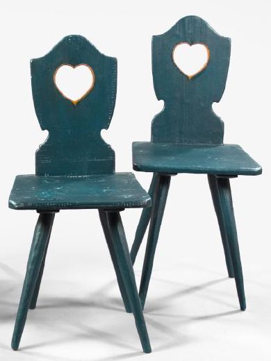 Appraisal: Pair of Scandinavian Polychromed Peasant's Chairs mid- th century each