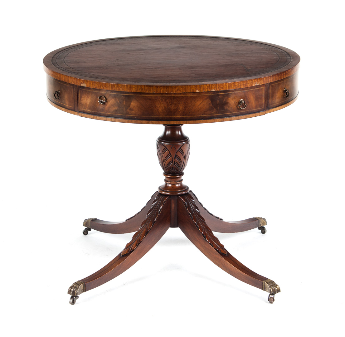 Appraisal: Georgian style mahogany drum table Undernumber