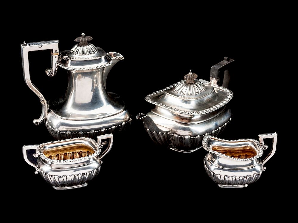 Appraisal: An English Silver Four-Piece Tea and Coffee Service An English