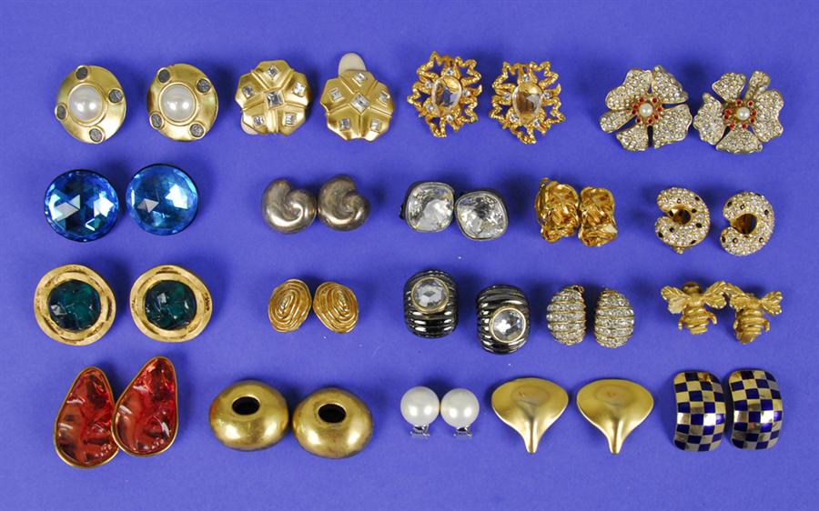 Appraisal: COLLECTION OF NINETEEN PAIR OF COSTUME JEWELRY EAR CLIPS including