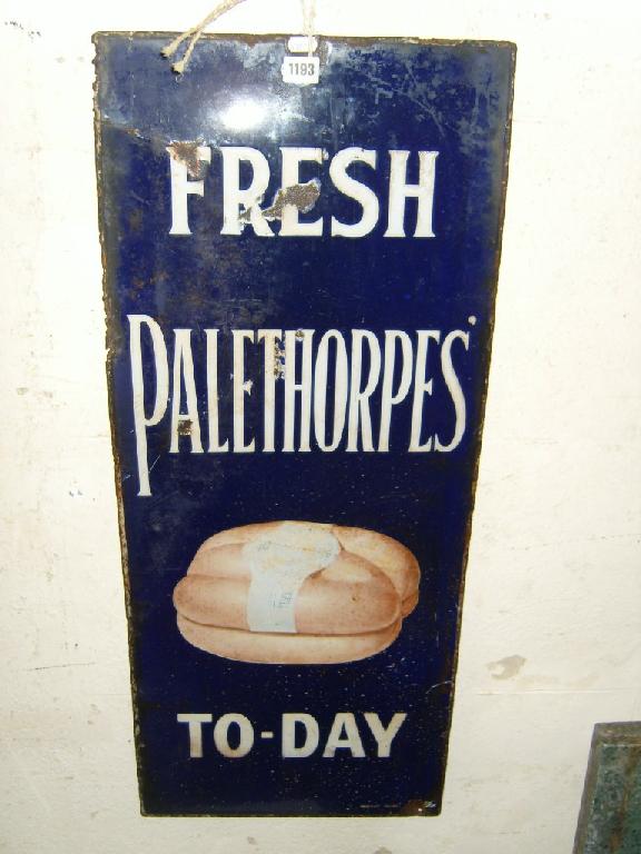 Appraisal: An enamel sign of rectangular form advertising Fresh Palethorpes Sausages