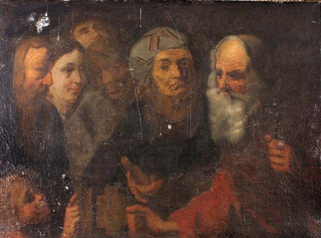 Appraisal: AN INTERESTING EARLY EUROPEAN OIL ON CANVAS painted with an