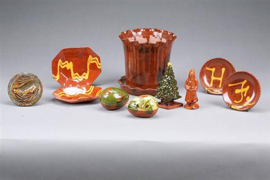 Appraisal: LOT OF REDWARE BY LESTER BREININGER Molded Belsnickle Christmas tree