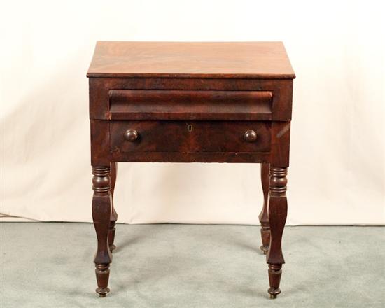 Appraisal: An American Empire Two Drawer Work Stand mahogany and mahogany