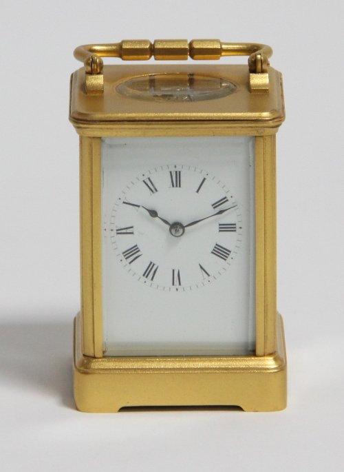 Appraisal: A gilt brass carriage time piece cm high