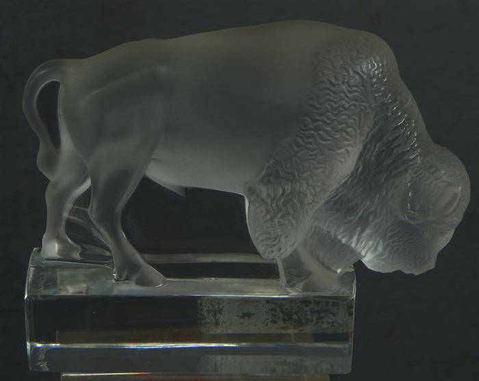 Appraisal: Lalique crystal American buffalo etched signature l x h Estimate