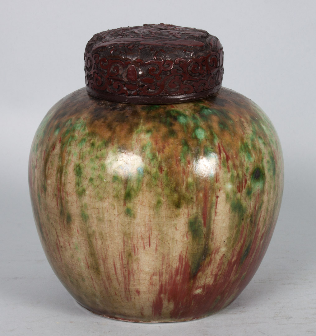 Appraisal: Chinese overlay glaze porcelain ginger jar th century jar with