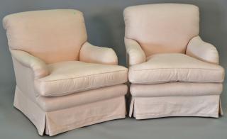 Appraisal: Pair of custom upholstered easy chairs one with soiled arms