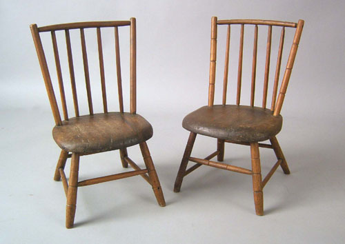 Appraisal: Pair of child's rodback windsor side chairs ca h