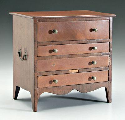 Appraisal: Miniature New York Federal chest walnut with poplar secondary four