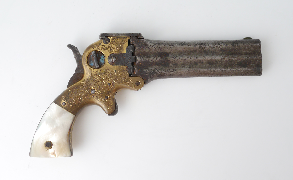 Appraisal: MARSTON ENGRAVED BARREL DERINGER PISTOL Early example of this caliber