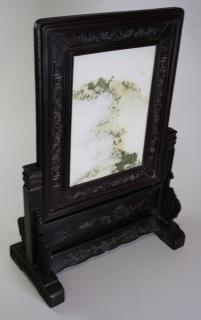 Appraisal: th c Chinese carved wooden plaque frame with removeable wooden