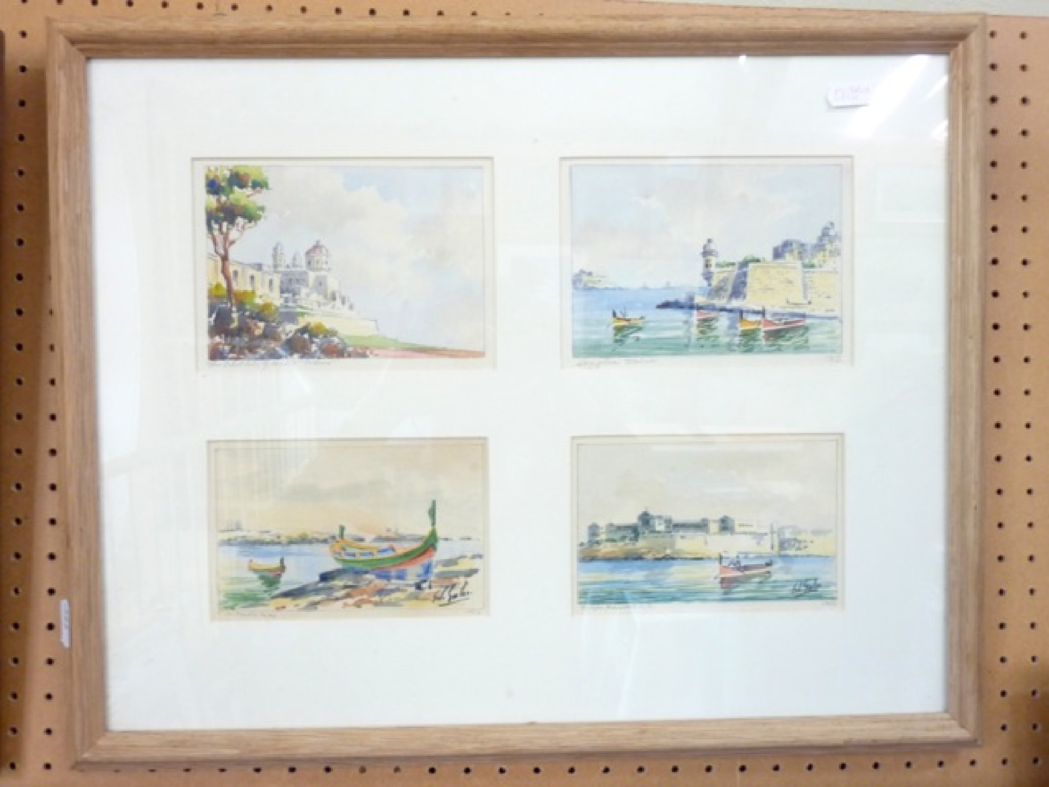 Appraisal: A set of four th century watercolours showing Maltese views