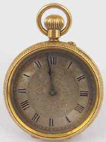 Appraisal: An ct gold open face English fob watch with three