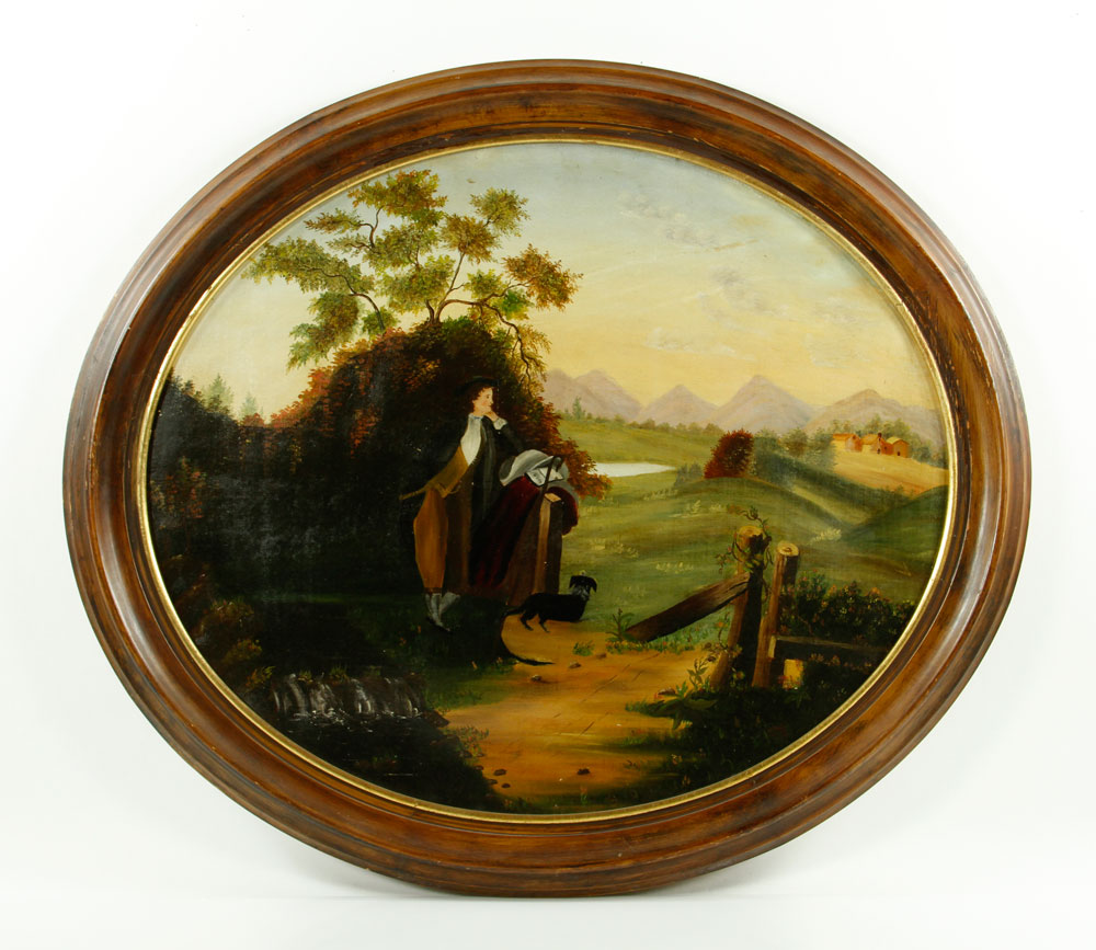 Appraisal: - English Landscape with Figure O C English landscape painting