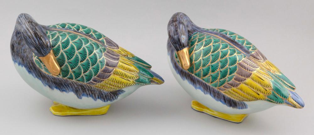 Appraisal: PAIR OF JAPANESE KUTANI PORCELAIN DUCKS EARLY TH CENTURY HEIGHTS