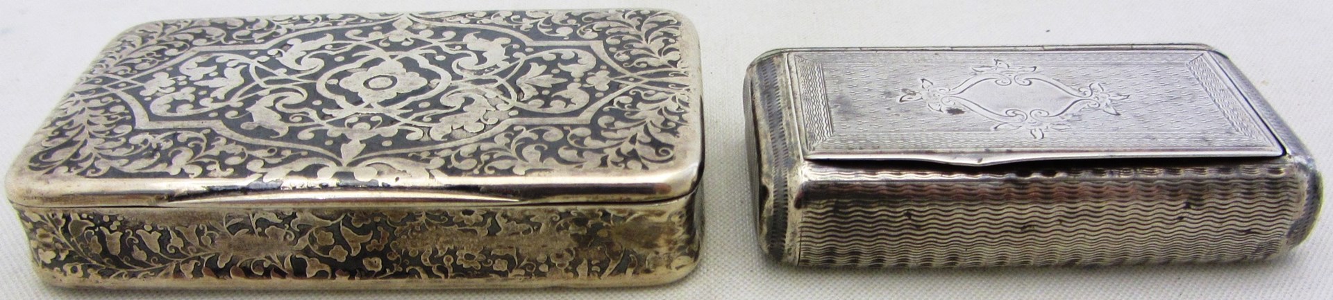 Appraisal: A French rectangular hinge lidded snuff box with engine turned