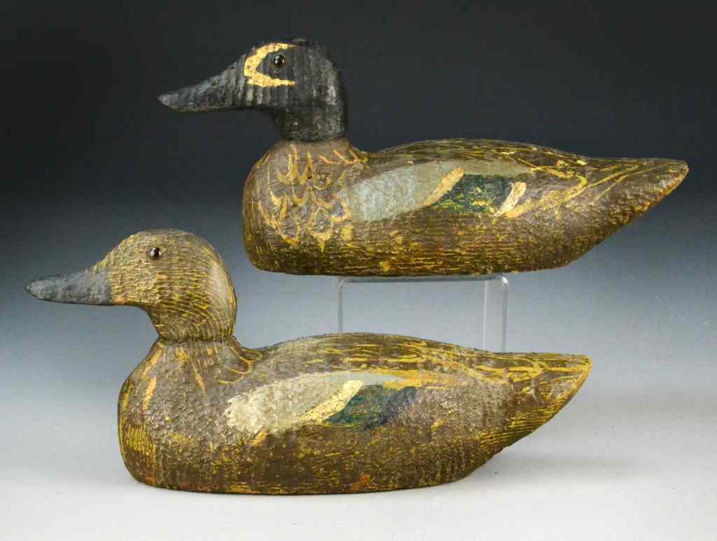 Appraisal: Gundlefinger Bluewing Teal Duck Decoys - PairDrake and hen with