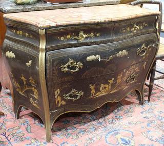 Appraisal: Louis XV style chinoiserie commode circa having a repaired variegated