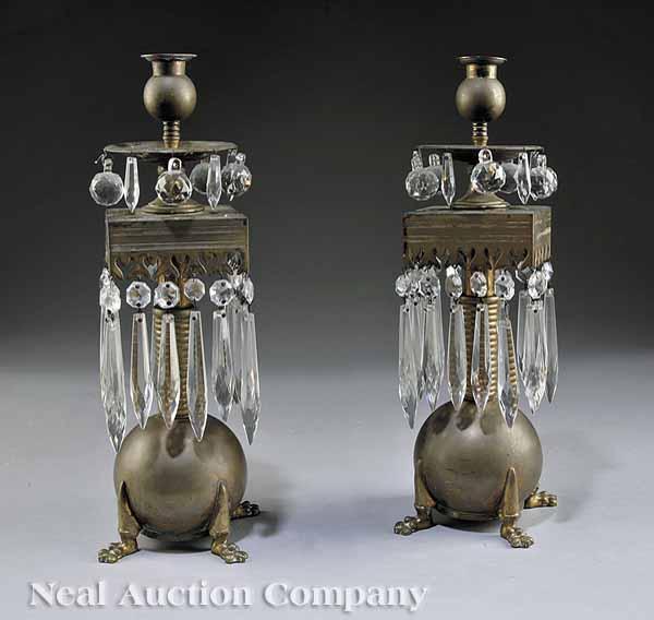 Appraisal: A Pair of English Arts and Crafts Brass Candlesticks c