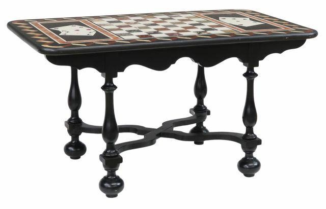 Appraisal: Low games table late th c pietra dura top with