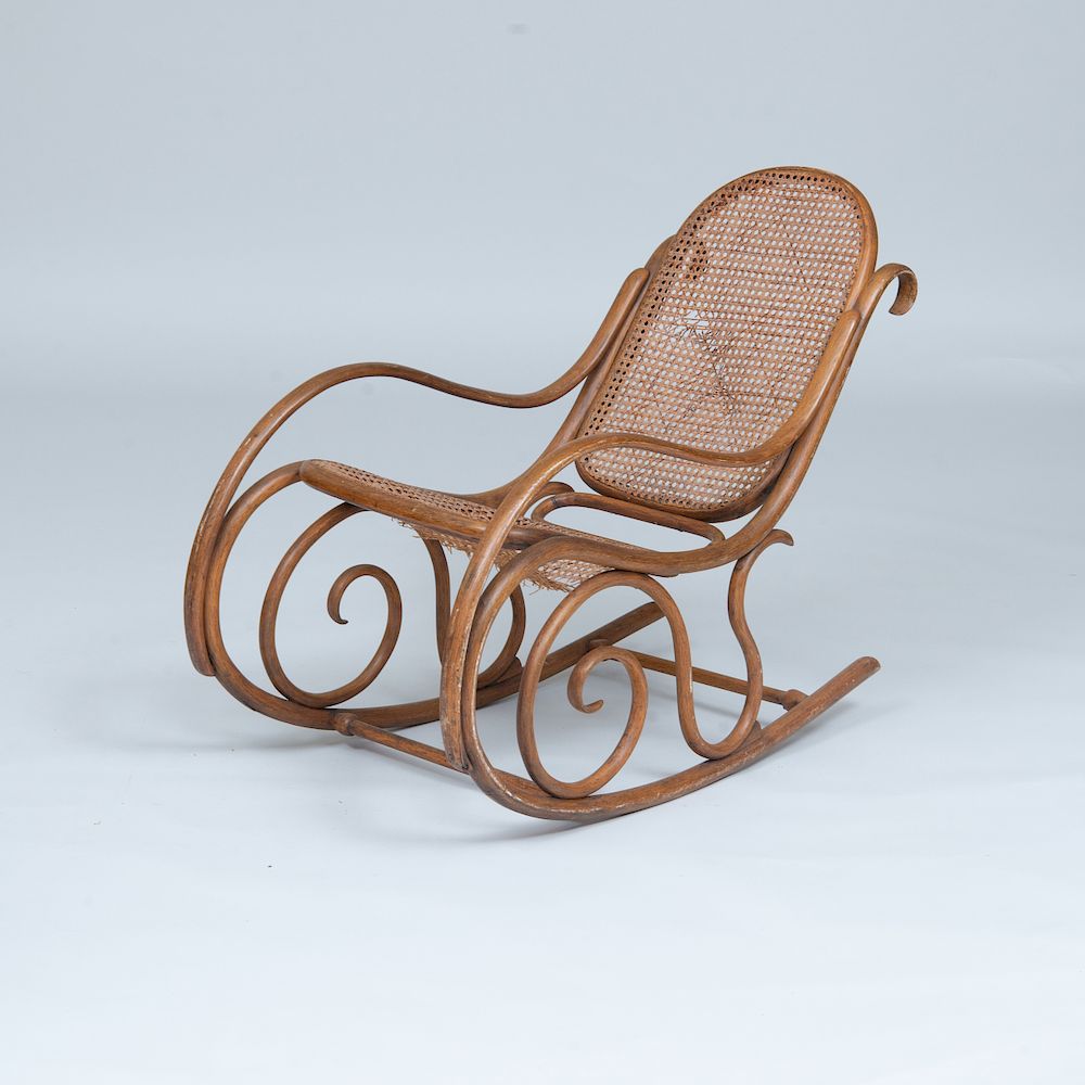 Appraisal: Thonet Bentwood and Caned Rocker x x in Condition The