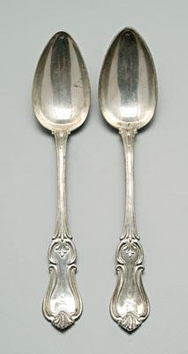 Appraisal: Ten coin silver spoons shaped scroll handles with acanthus leaves