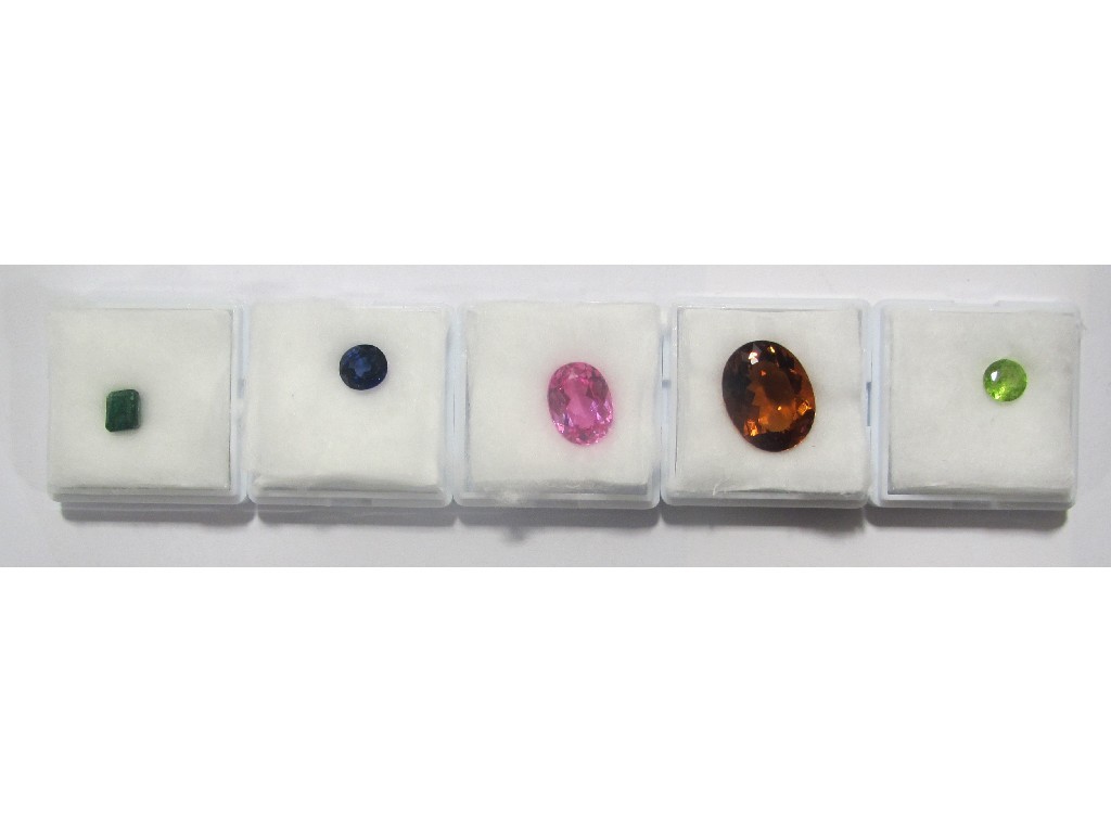 Appraisal: Five loose gem stones to include pink topaz ct orange