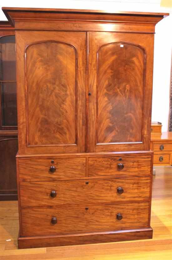 Appraisal: A good Victorian mahogany linen press Circa The stepped rectangular