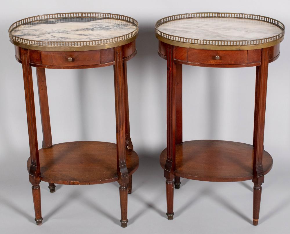 Appraisal: PAIR OF LOUIS XVI STYLE MAHOGANY TABLES DE NUIT both