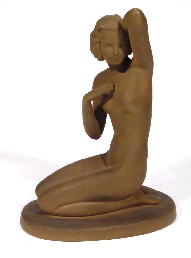 Appraisal: Continental Art Deco stoneware maiden impressed numbers to base cm