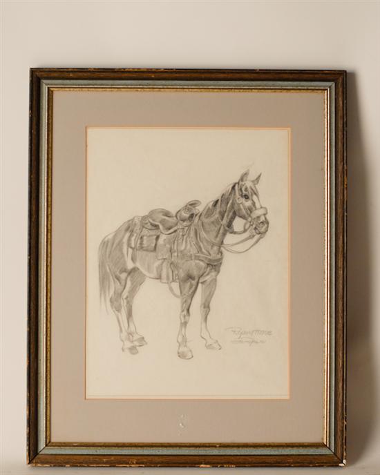 Appraisal: Jim Ryan Roping Horse Drawing signed and titled lower right