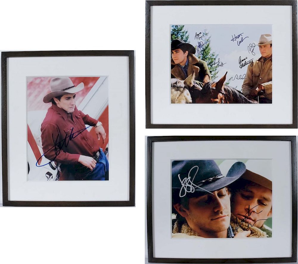 Appraisal: Autographed Broke Back Mountain Cast Photographs Lot of three cast