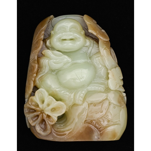 Appraisal: A Chinese jade pebble carving of Budai mm h More