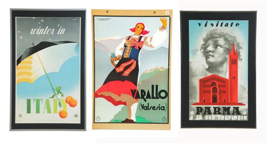 Appraisal: THREE ITALIAN TRAVEL POSTERS Lithographs nd quarter- th century ''Winter