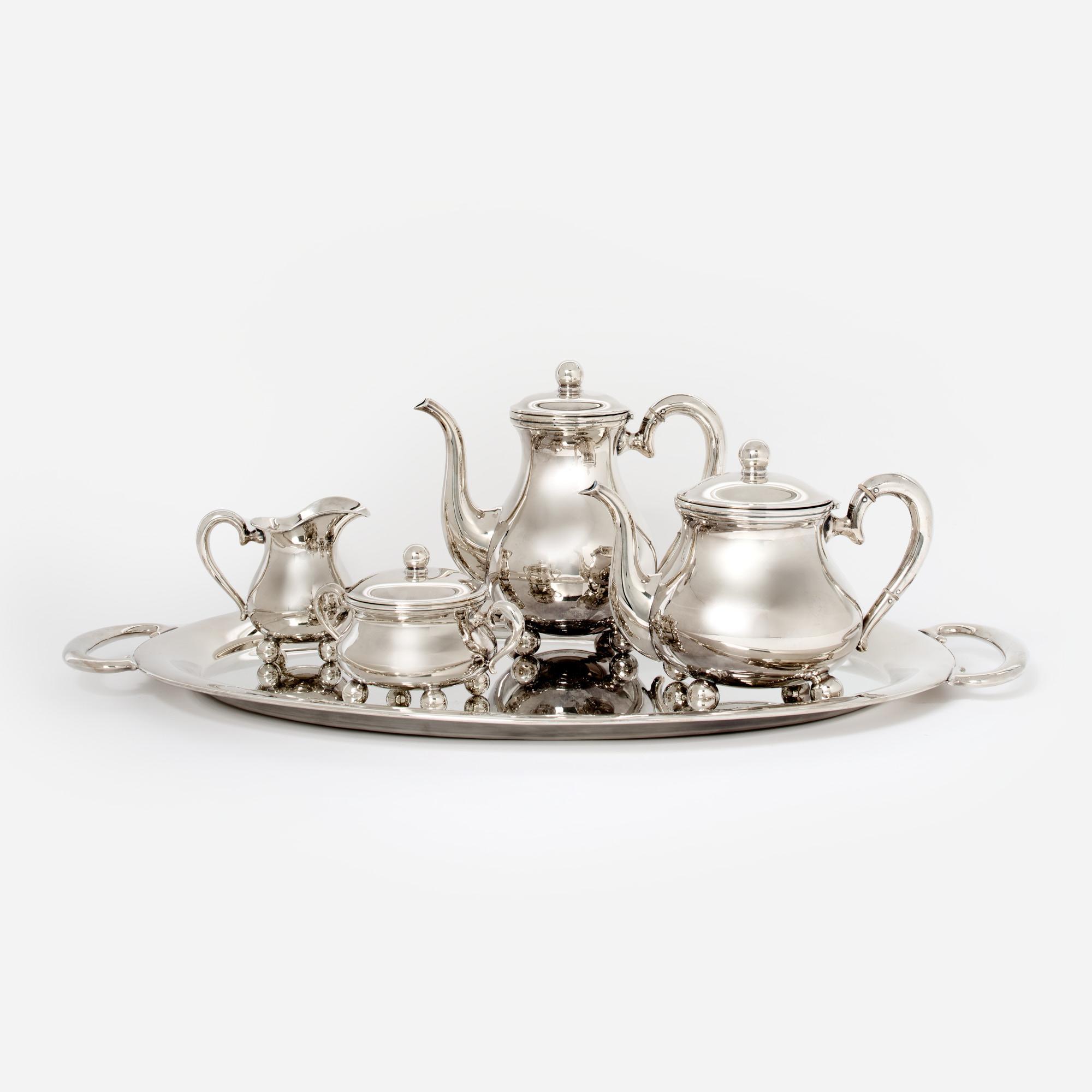 Appraisal: OTTO WOLTER GERMANY STERLING TEA SET OZT A five-piece German