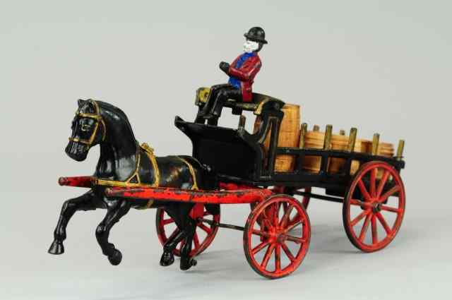 Appraisal: DRAY WAGON Ives cast iron stake side open body red