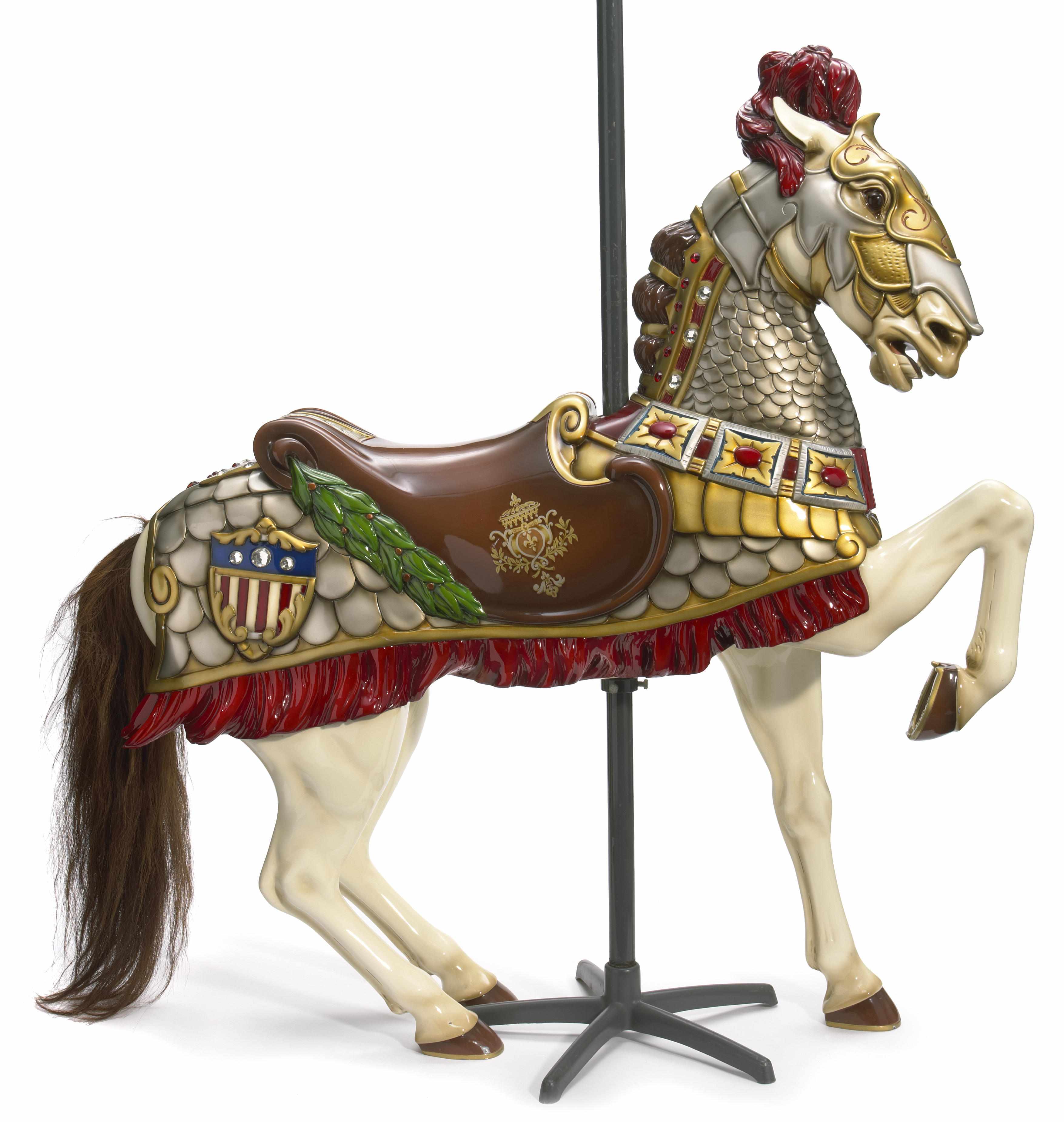 Appraisal: A Contemporary fiberglass carousel horse total height including pole in