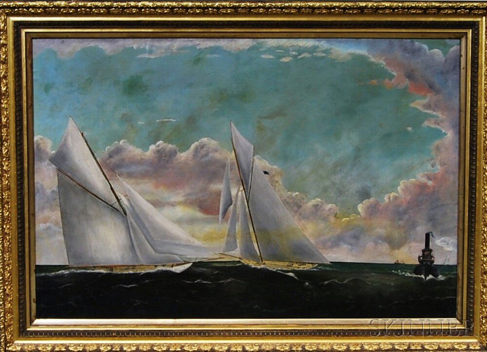 Appraisal: Attributed to William Pierce Stubbs American - Racing Yachts Unsigned