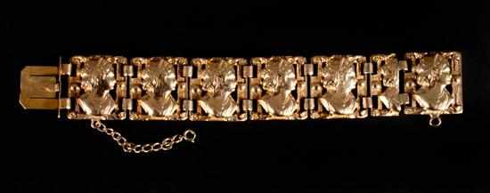 Appraisal: Antique heavy K gold link bracelet each link bearing a